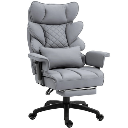Ergonomische Bureaustoel - Loungestoel - Gamingstoel - met Pocketvering - en Lendensteun - Verstelbare Hoge Rugleuning - Comfortabele Kantoorstoel - met Armleuningen - Draai- en Roldesign - Voor Gaming & Thuiswerken - Grijs
