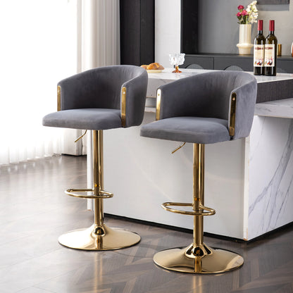 Barkrukken – Barstoelen – Keukenstoelen – Design Stoelen – Verstelbare Hoogte – Velvet Zitting – Antislip Voet