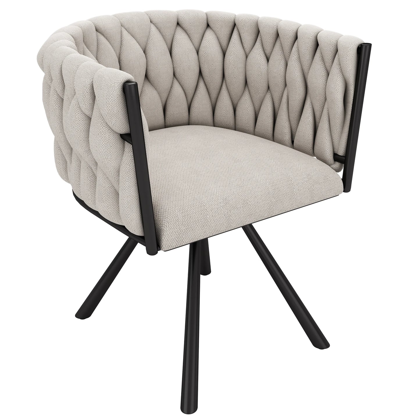Eetkamerstoelen – Stoelen – Draaistoelen – Linnen Stoelen – Comfortabel Zitvlak – Ergonomische Rugleuning – Vierpoots Metalen Frame