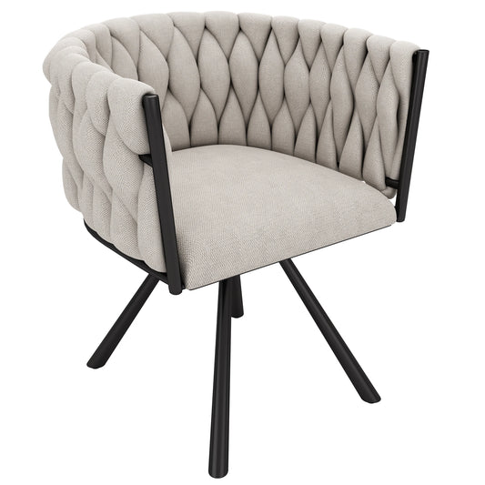 Eetkamerstoelen – Stoelen – Draaistoelen – Linnen Stoelen – Comfortabel Zitvlak – Ergonomische Rugleuning – Vierpoots Metalen Frame