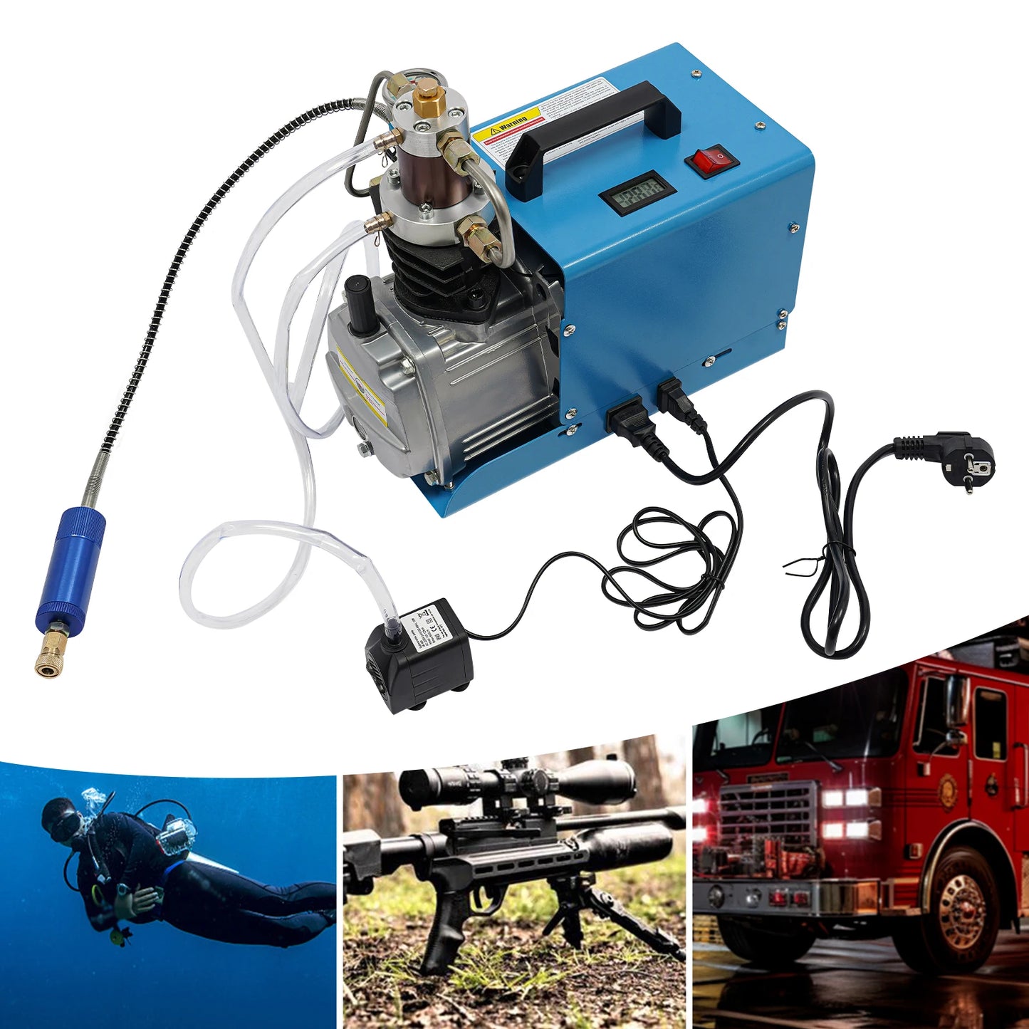 Luchtcompressor – Compressor – Luchtpomp - Airpress Compressor - Elektrische Compressor – Oppompen – Industrieel – 2800 RPM - 1800 W Motor – 40 Mpa Max Druk-  220V - Blauw - QUORE