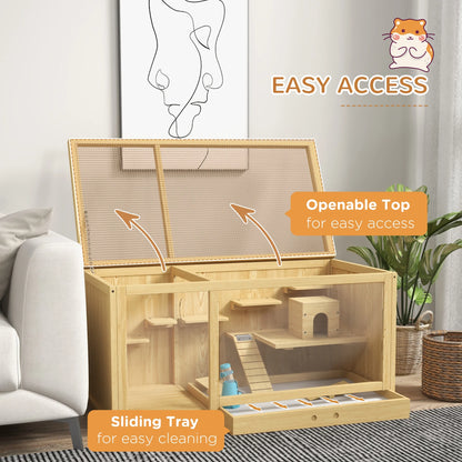 Hamsterruimte – Hamsterkooi – Knaagdierkooi – Dierenhok – Speelkooi – Hout – Meerlaagse Kooi 100x50x50 cm - QUORE