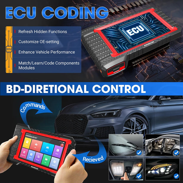 K7 - OBD2 Scanner - Diagnosecomputer - Storing Verwijderen - Volledige systeemdiagnose - Uitleesapparatuur Auto - Diagnose Auto - Autodiagnosetool - 28 Resetten - Globale Versie - Zwart