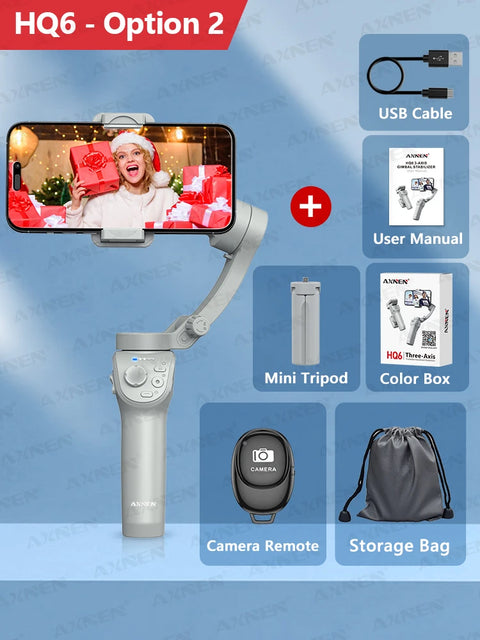 Gimbal Smartphone - Gimbal voor Smartphone & Camera - Handheld spiegelloos - 3-assige - Handheld Gimbal - met Smart Tracking - Invullicht - Zoom - Stabilisator voor iPhone Android - Wit - Optie 2