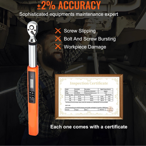 Digitale Momentsleutel - Koppelbereik 3.7-37 ftlb - gereedschap - Nauwkeurigheid met de klok mee ±2% - Oranje - QUORE