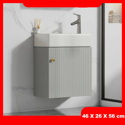 Wastafelmeubel – Badkamermeubel – Onderkast – Badmeubel – Keramische Wastafel – Massief Hout – Soft-Close Scharnier