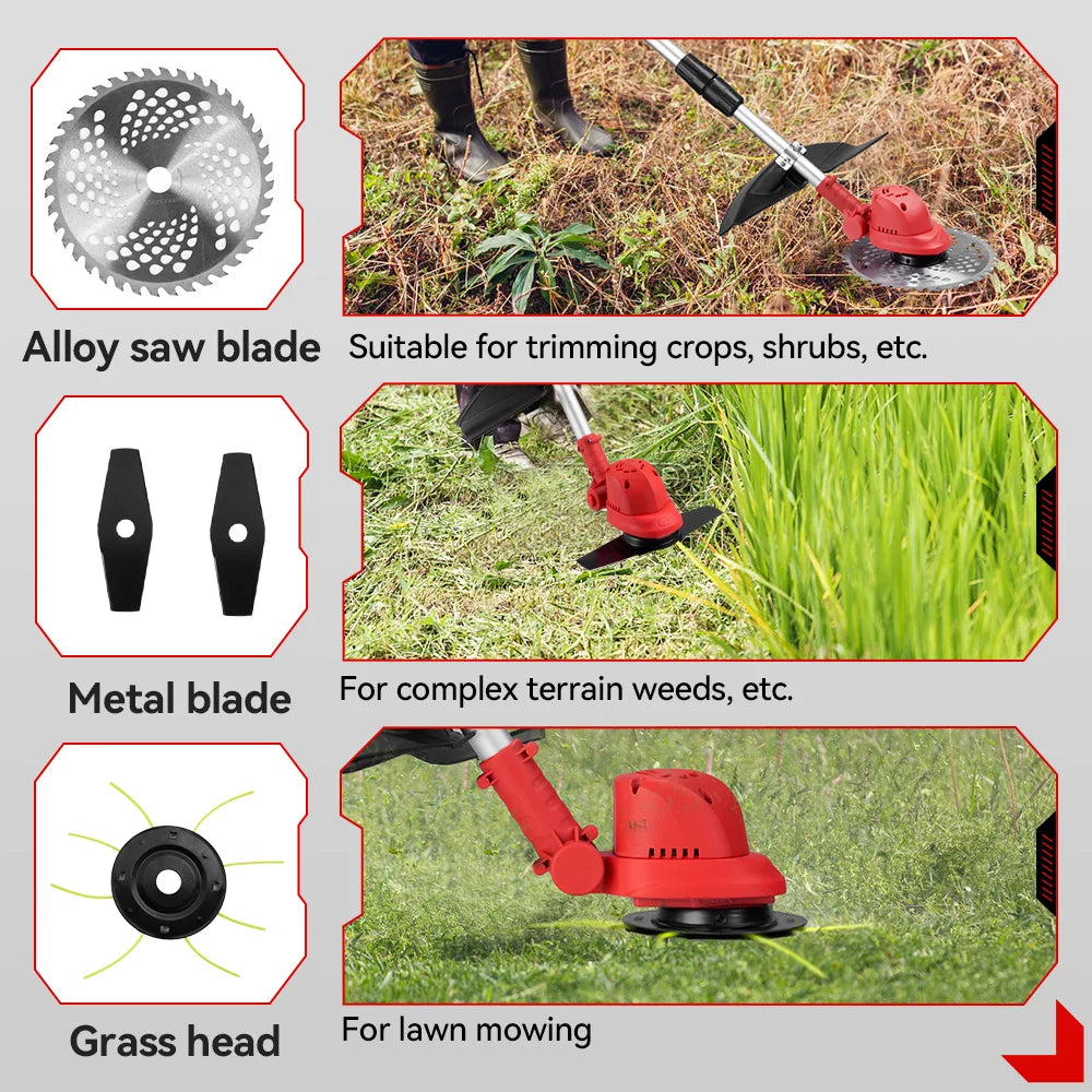 Grastrimmers - Met Accu - Draadloze - Snoeischaar - Onkruidborstel Electrisch - Snijder - 10 inch - 18V Batterij - 36000RPM - Tuingereedschap - Vouwbaar - Verstelbaar Handvat - Vouwbaar Ontwerp - Zonder Accu