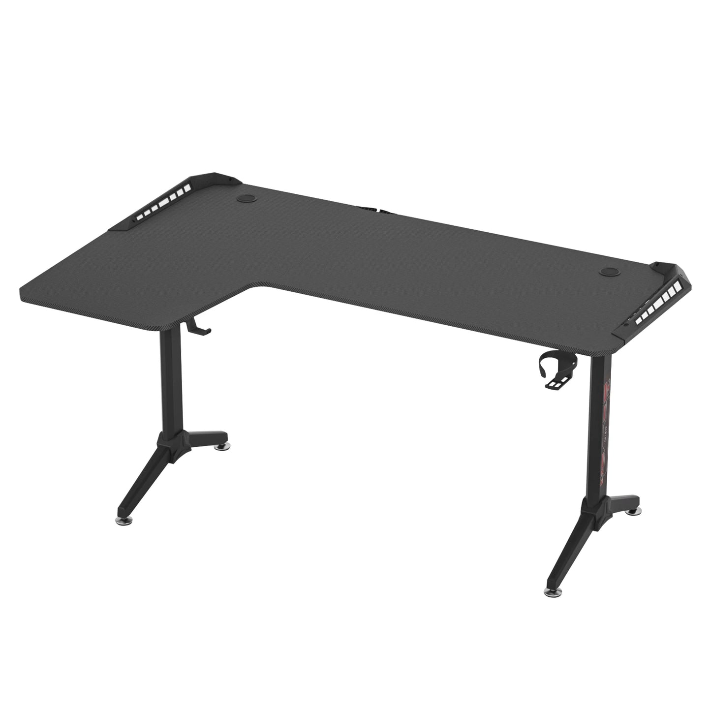 Gaming Bureau - Gaming Desk - Gaming Tafel - Computertafel - Computer bureau - XXXL Hoek Bureau – L-Vormig Computerbureau met RGB Verlichting, Bekerhouder & Koptelefoonhaak