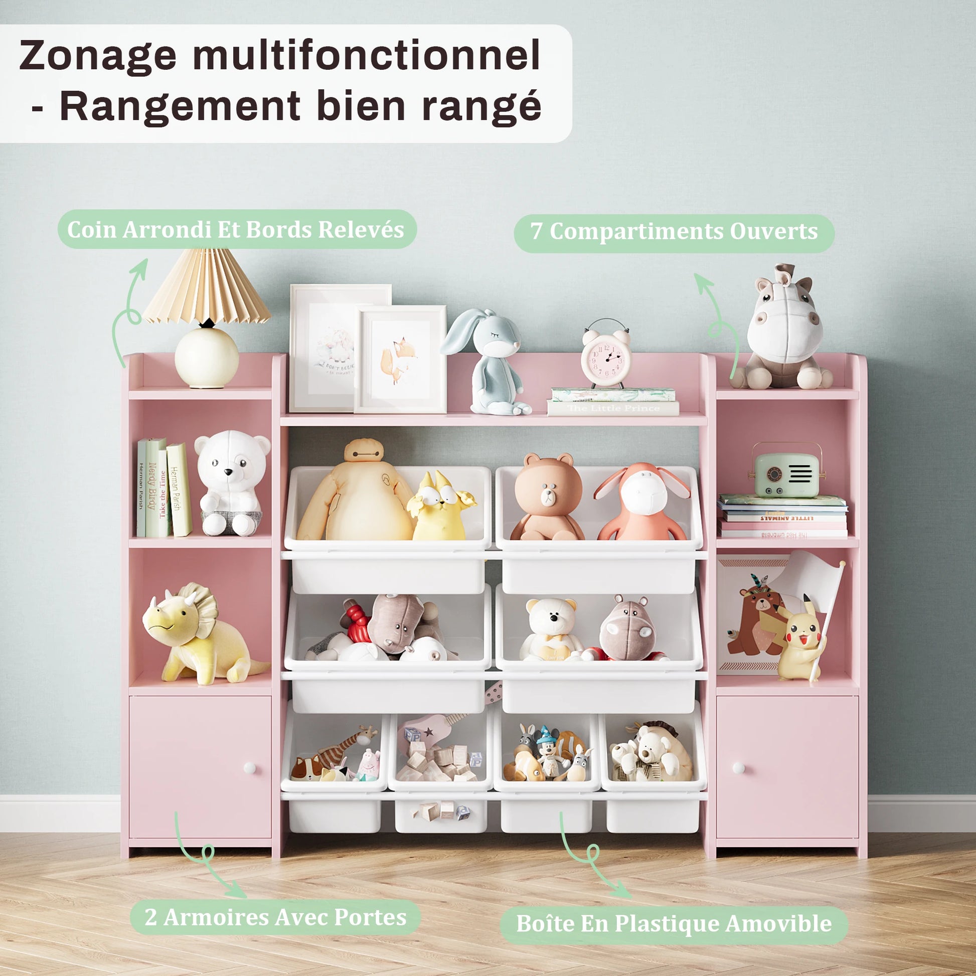 Speelgoedopbergkast – Speelgoedkast – Opbergkast Kinderkamer – Speelgoedbox – Boekenkast – Wit – 8 Uitneembare Bakken – Veilig Kindvriendelijk Ontwerp - QUORE