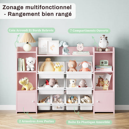 Speelgoedopbergkast – Speelgoedkast – Opbergkast Kinderkamer – Speelgoedbox – Boekenkast – Wit – 8 Uitneembare Bakken – Veilig Kindvriendelijk Ontwerp - QUORE