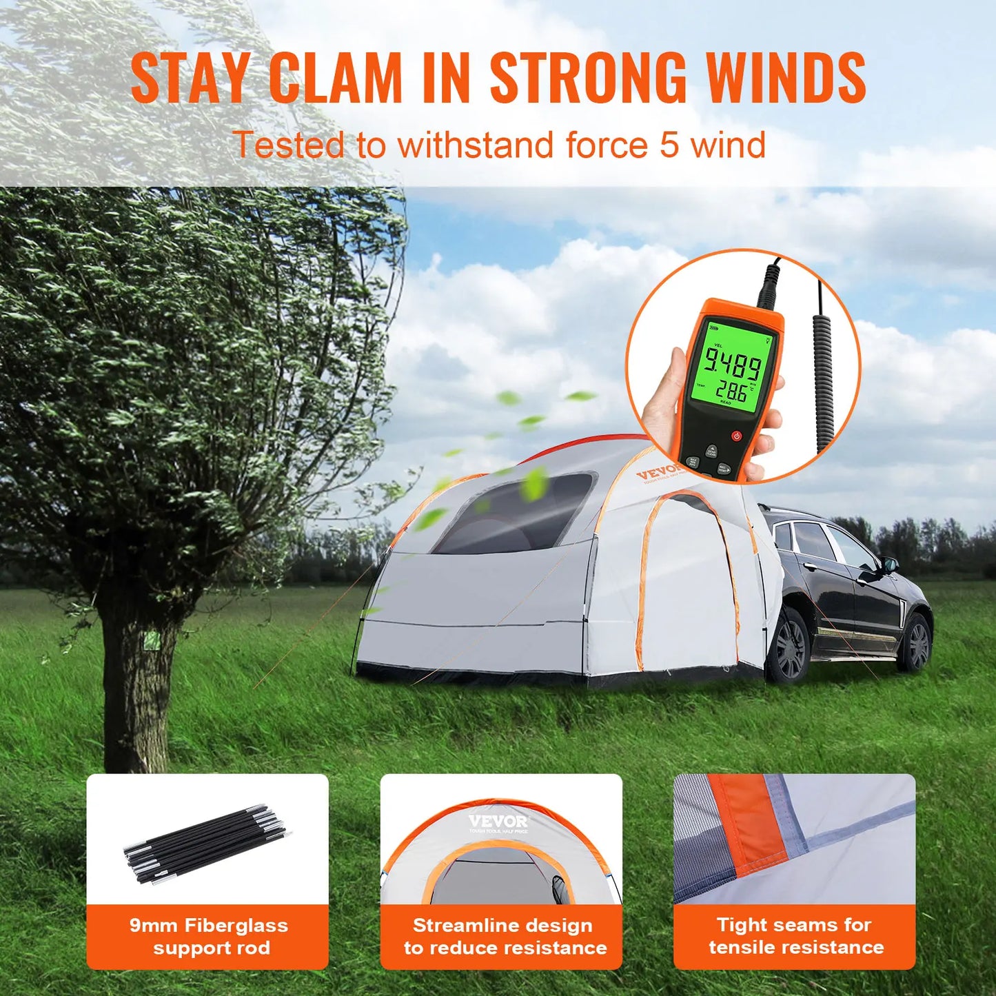 Camping Tent - Outdoor - Pop Up - 8"-8" SUV Tent - met Regenlaag PU2000mm - Dubbele Laa - 240 x 240 x 230 cm - voor 6-8 Personen