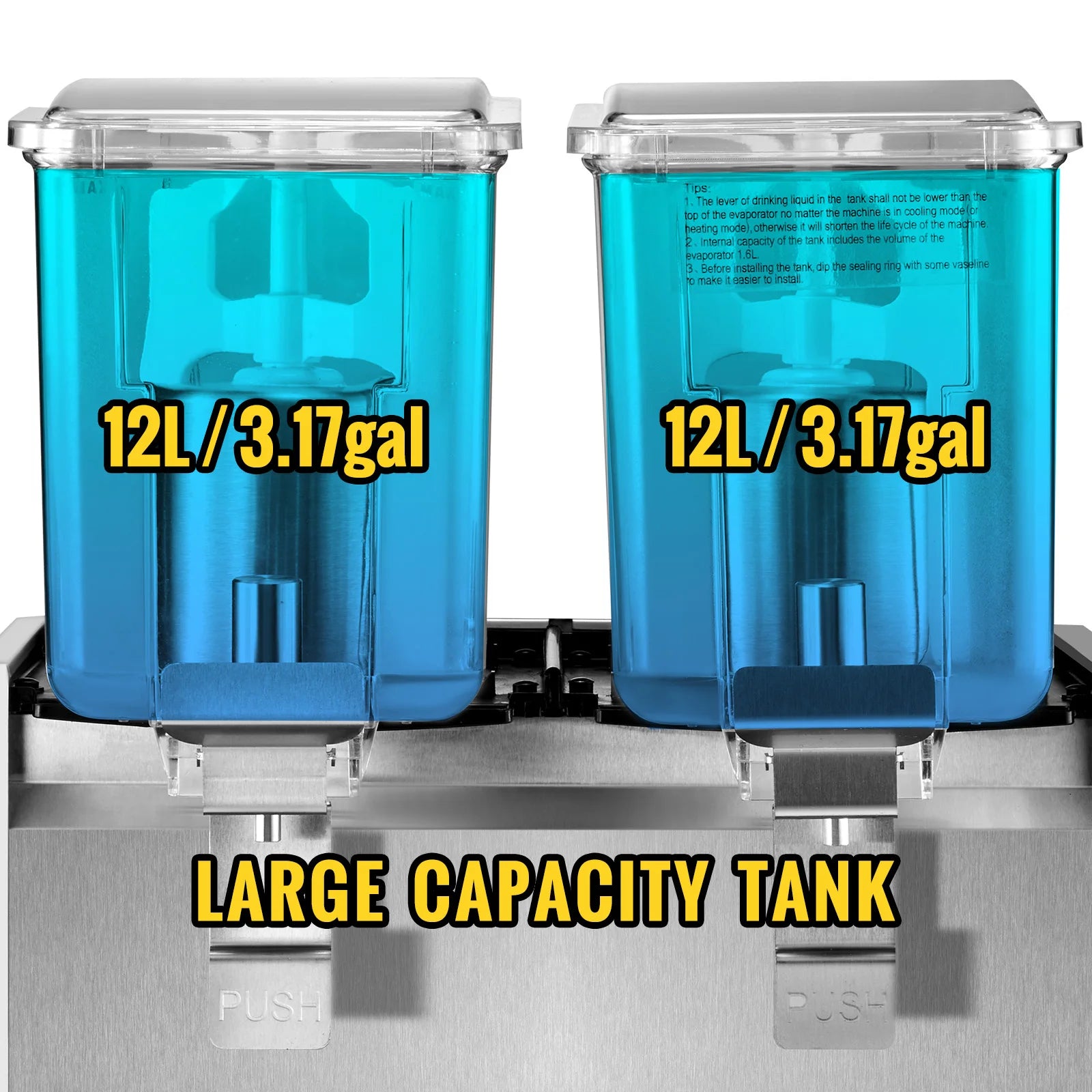 Koeldrankendispenser – Tandem Dispenser – Drankendispenser – Koelmachine – 2 X 12 Liter Tanks – Roestvrijstalen Behuizing - QUORE