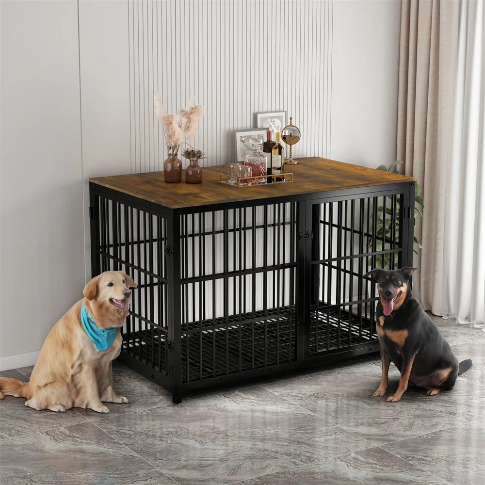 Hondenbench – Hondenkooi – Huisdierenbench – Dierenbench – 3-Deurs Ontwerp – Duurzaam Metaal – Uitschuifbare Tray