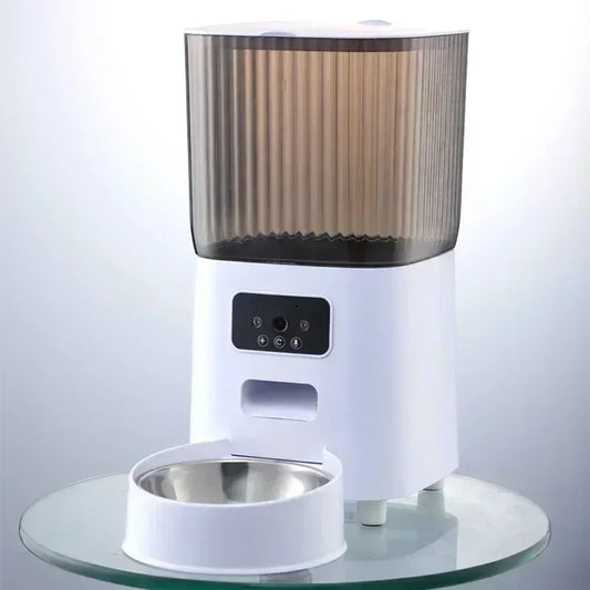 Automatische Voerautomaat - Automatische Voerbak - Slimme - Droogvoer Dispenser - Handmatige Knopbediening - 5L - LCD-scherm - voor Katten en Honden - Enkele Kom