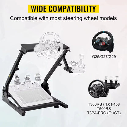 Race Stuurwiel met Standaard - Sim Racing Wheel Stand Compatibel met Thrustmaster T500RS, T248, 128, Fanatec en CSR Pedalen - Stuurwiel voor PS4 - Geschikt voor Logitech G29, G27 en G25