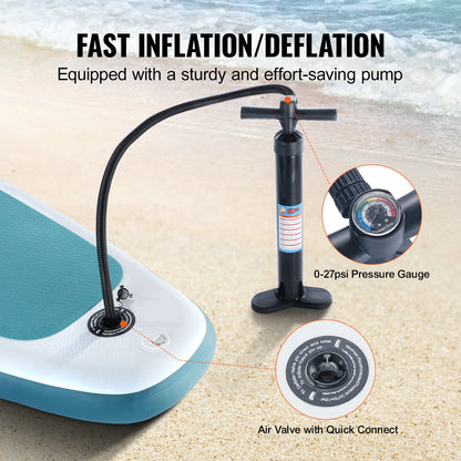 Supboard - Paddle Board - Peddelplank - Surfplank - Opblaasbaar - met Zitje - Inc. Klittenbandsluiting - Voor - Bevestigingspunten - Peddel - Vin - Reparatieset - Stoel - Handpomp - Waterdichte Telefoonhoes - Draagtas - 323 x 83.8 x 15.2 cm - Turkoois
