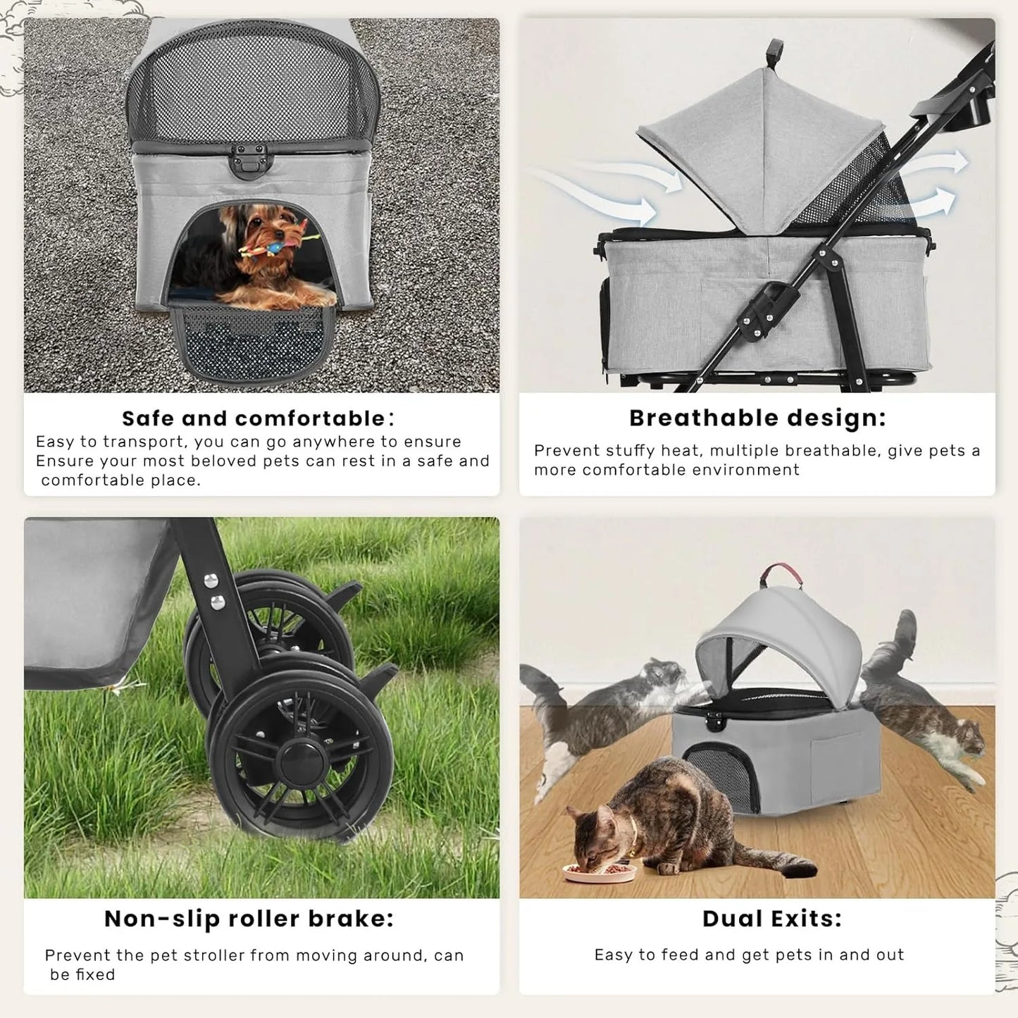 Opvouwbare Huisdierenbuggy - Hondenbuggy - Hondenwagen - Wandelwagen - Honden en katten - Draagbare - Lichtgewicht - met Veiligheidsharnas - Blauw