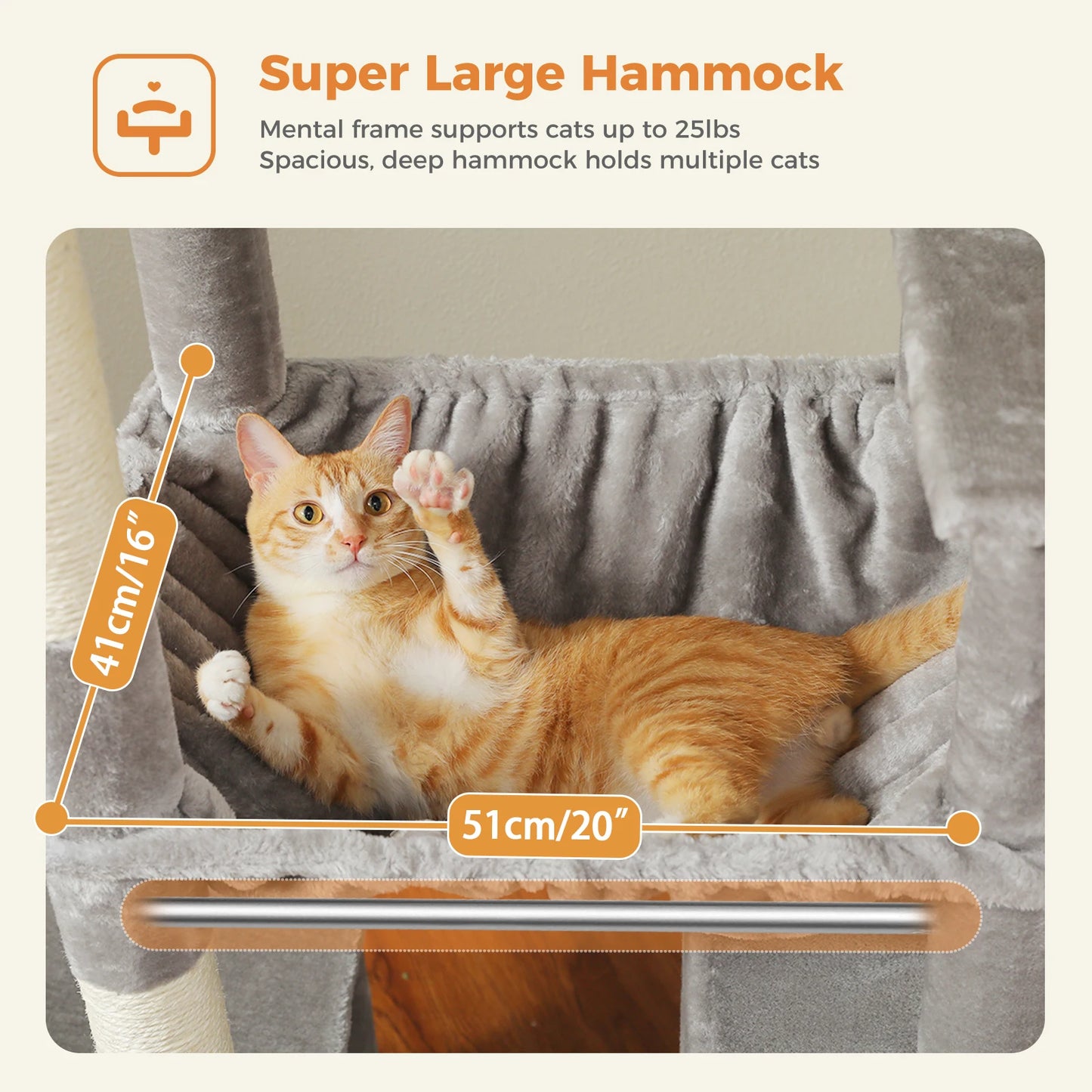 Kattenboom - Krabpaal - Kattenkrabpaal - Krabton - Krabpalen - Kattenhuis - Hoge Kattentoren met Meerdere Niveaus - 2 Ruime Condos, Bed voor Binnenkatten - Beige
