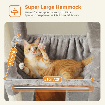 Kattenboom - Krabpaal - Kattenkrabpaal - Krabton - Krabpalen - Kattenhuis - Hoge Kattentoren met Meerdere Niveaus - 2 Ruime Condos, Bed voor Binnenkatten - Beige