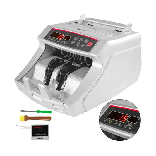 Geldtelmachine - 1000 Biljetten/Min – Valsgeld Detector (UV &amp; MG) – Automatische Geldteller - met LED Display &amp; Hoge Capaciteit - Zakelijke Kassa - Eurobiljetten - Valse Bankbiljettendetector - Wit