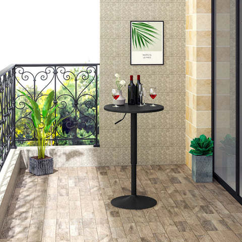 Table - Bar Table - Bistro Table - Round Bar Table - 360° Rotatable Bar Table - Height Adjustable - For Balcony Reception - Dining Room - Table Diameter 52cm - Foot Diameter 45cm - Height 69.5-91.5cm - Black