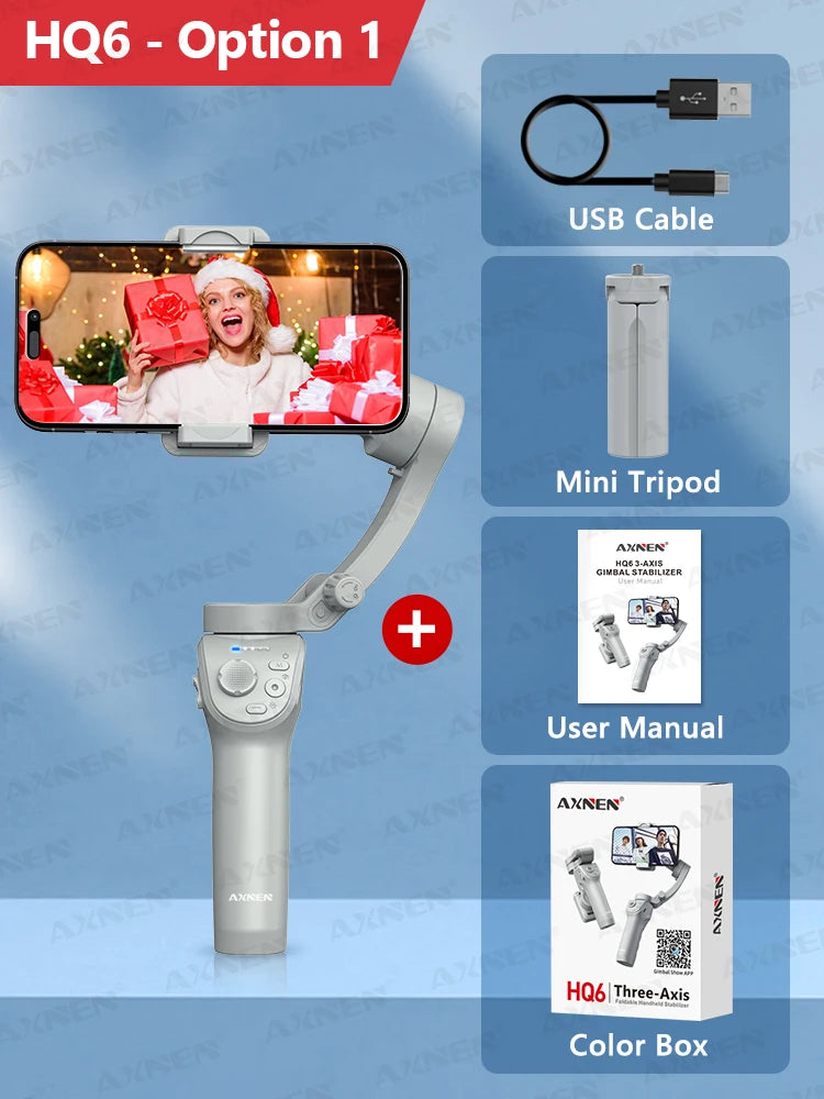 Gimbal Smartphone - Gimbal voor Smartphone & Camera - Handheld spiegelloos - 3-assige - Handheld Gimbal - met Smart Tracking - Invullicht - Zoom - Stabilisator voor iPhone Android - Wit - Optie 1 - QUORE