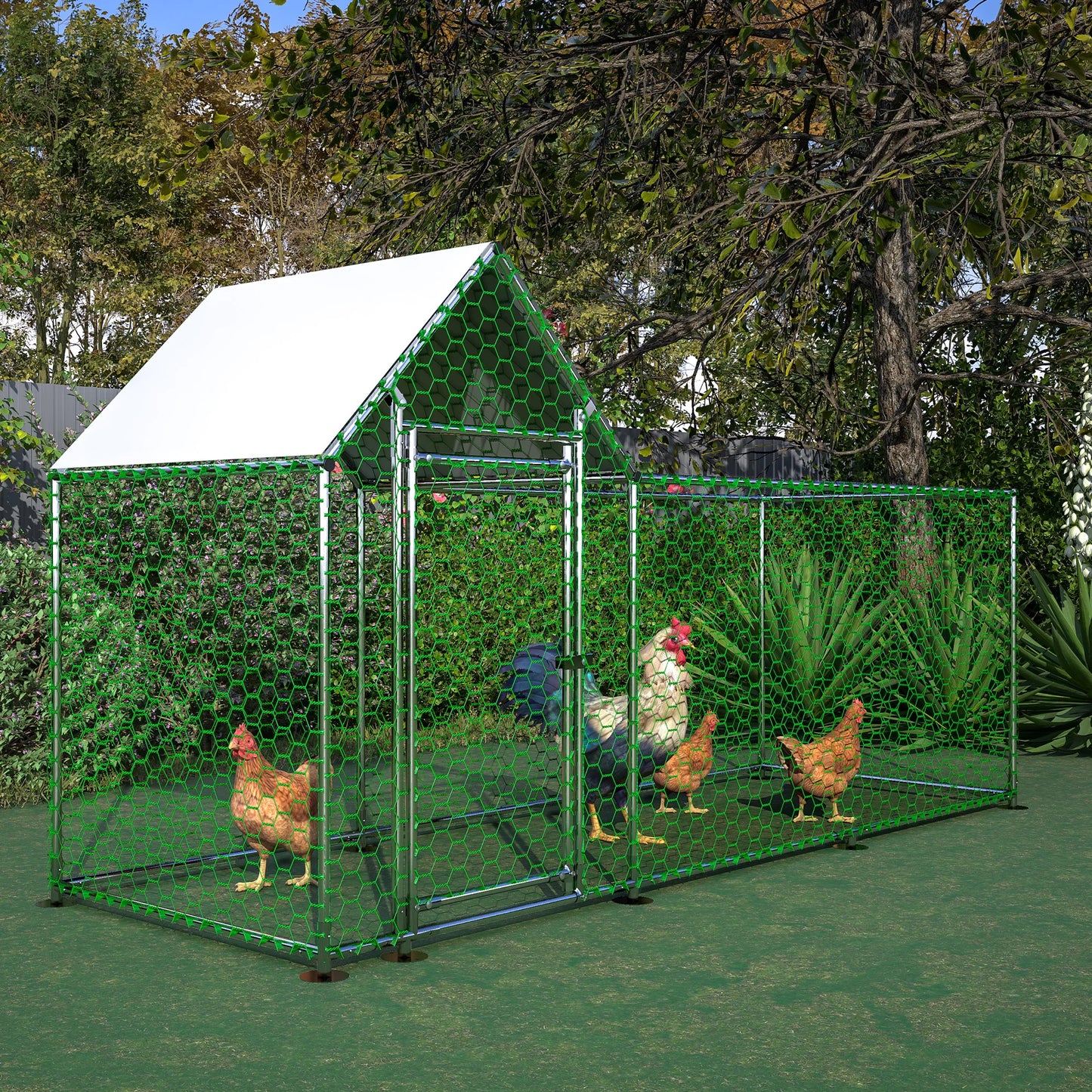 Dierenren – Konijnenren – Kippenren – Puppyren – Klein Dierenren – 3x1x1,5m – Roestvrij Stalen Frame – Waterdichte UV-bestendige PE Kap