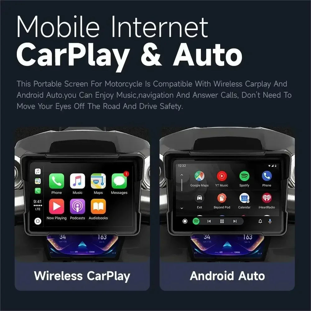 Motorfiets GPS – Motornavigatie – Navigatie – Motorhouder – Telefoonhouder – 5 Inch Touchscreen – Dual 1080P Camera’s Waterdicht IPX7