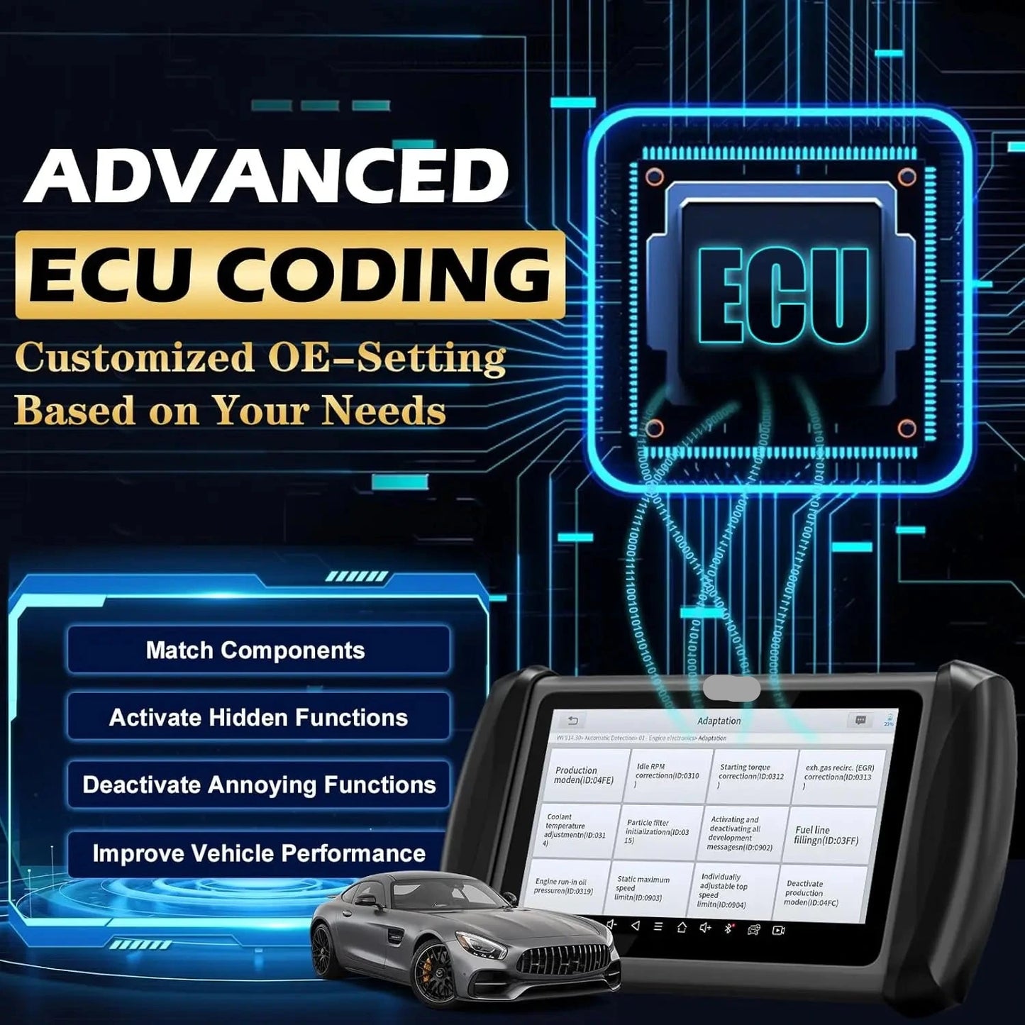 Autodiagnosetool – Diagnoseapparaat – Foutcode Lezer – ECU Scanner – Voertuig Tester – 7 Inch Touchscreen – 36+ Resetfuncties