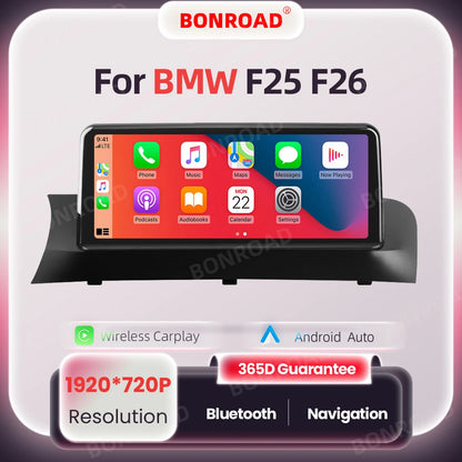 BONROAD Wireless Carplay Android Auto For BMW X3 F25 X4 F26 Multimedia Player Car Radio Bluetooth GPS Navigation Touch Screen