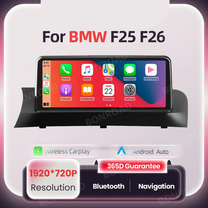 Multimedia Speler BMW X3 F25 X4 F26 – Draadloze CarPlay – Android Auto – Touchscreen Radio – GPS Navigatie – 10,25 Inch Scherm – Achteruitrijcamera Ondersteuning