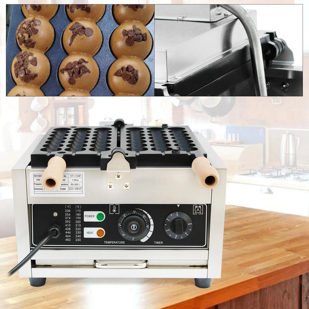 Wafelijzer - Wafelmaker - Waffle iron - Waffle Machine - Regelbare Thermostaat - 1500W Professionele Wafelbal Maker - Non-Stick & Commercieel Gebruik - Zilver
