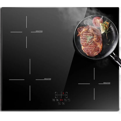 Inductie Kookplaat - Elektrische Kookplaat - Keramisch Kookplaat - Induction Hob - Elektrische Brander - 4-pits - Inbouw - 6600W - 220V - Kinderbeveiliging - Timerfunctie - 4 Individuele Bedieningsknoppen