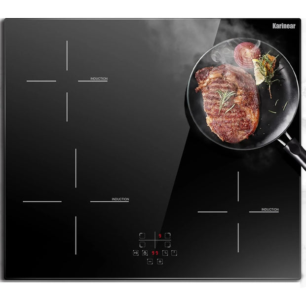 Inductie kookplaat - Induction Hob - Induction Cook Top - Inductie Fornuis - Elektrische Brander - 4-pits inductiekookplaat - Ingebouwde inductiekookplaat - met aanraakbediening - timer - veiligheidsslot - Zwart
