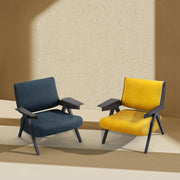 Fauteuil - Loungestoel - Loungestoel Binnen - Fauteuils met Armleuning - Modern Minimalistisch - voor Woonkamer Balkon Fauteuil - Chenille Geel