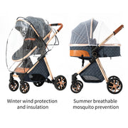 Kinderwagen - Buggy - Inklapbare Buggy - Opvouwbare Buggy - Inklapbare Buggy New Born - 3 in 1 -BabyWalker- High Landscape - Blauw