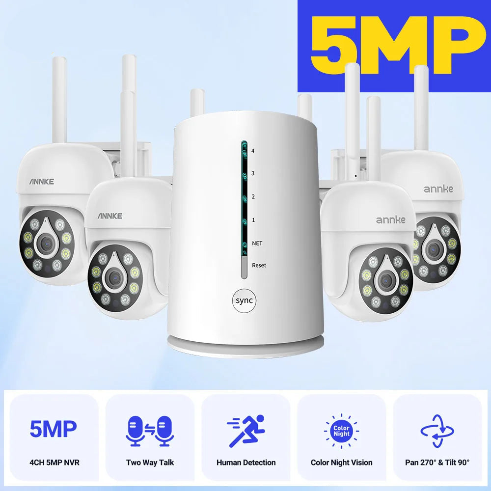Draadloze Beveiligingscamera Set – Camera Beveiliging – Surveillance Camera – WiFi Camera – Beveiligingssysteem – 5MP Scherp Beeld – Kleurennachtzicht Tot 10 Meter - QUORE