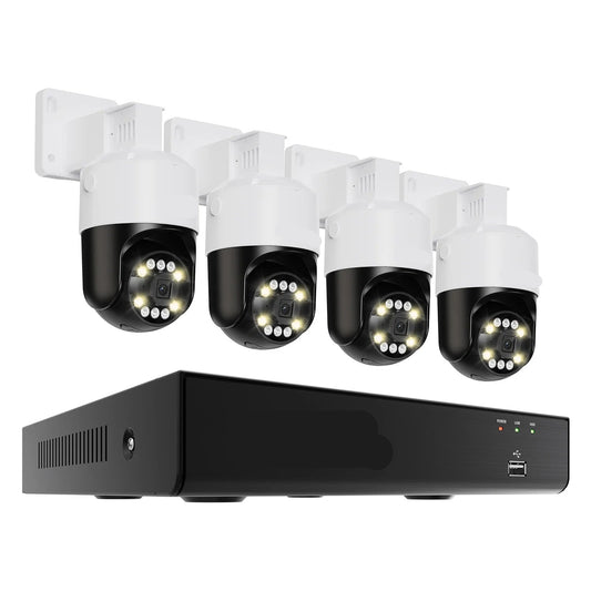 Beveiligingscamerasysteem - Openlucht - CCTV camerasysteem - PoE - met 4x 8MP Cameras - IP66 Waterdichte - Bewakingscamera - Beveiligingscamera - AI Detectie, PTZ en 2TB Opslag- 4K NVR Uitbreidbaar tot 16 Camera’s