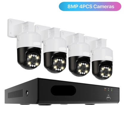8MP Beveiligingscamera Set – CCTV Camera Systeem – Surveillance Camera – PTZ Camera – PoE Beveiliging – 4K Ultra HD Beeld – Slimme Persoon & Voertuig Detectie - QUORE