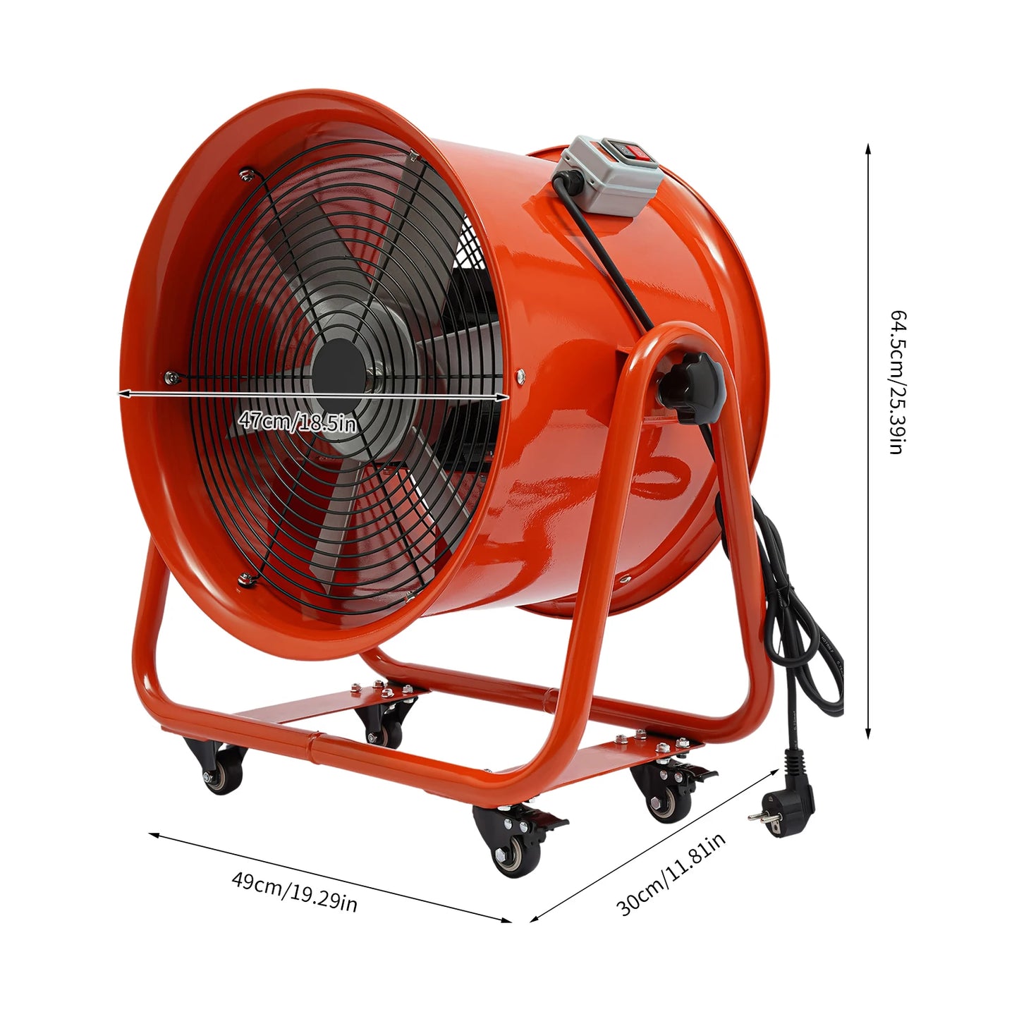 Mobiele Ventilator – Draagbare Ventilator – Professionele Ventilator – Industriële Ventilator – 15.000 M³/Uur – 6 Aluminium Bladen – 2800 RPM Motor