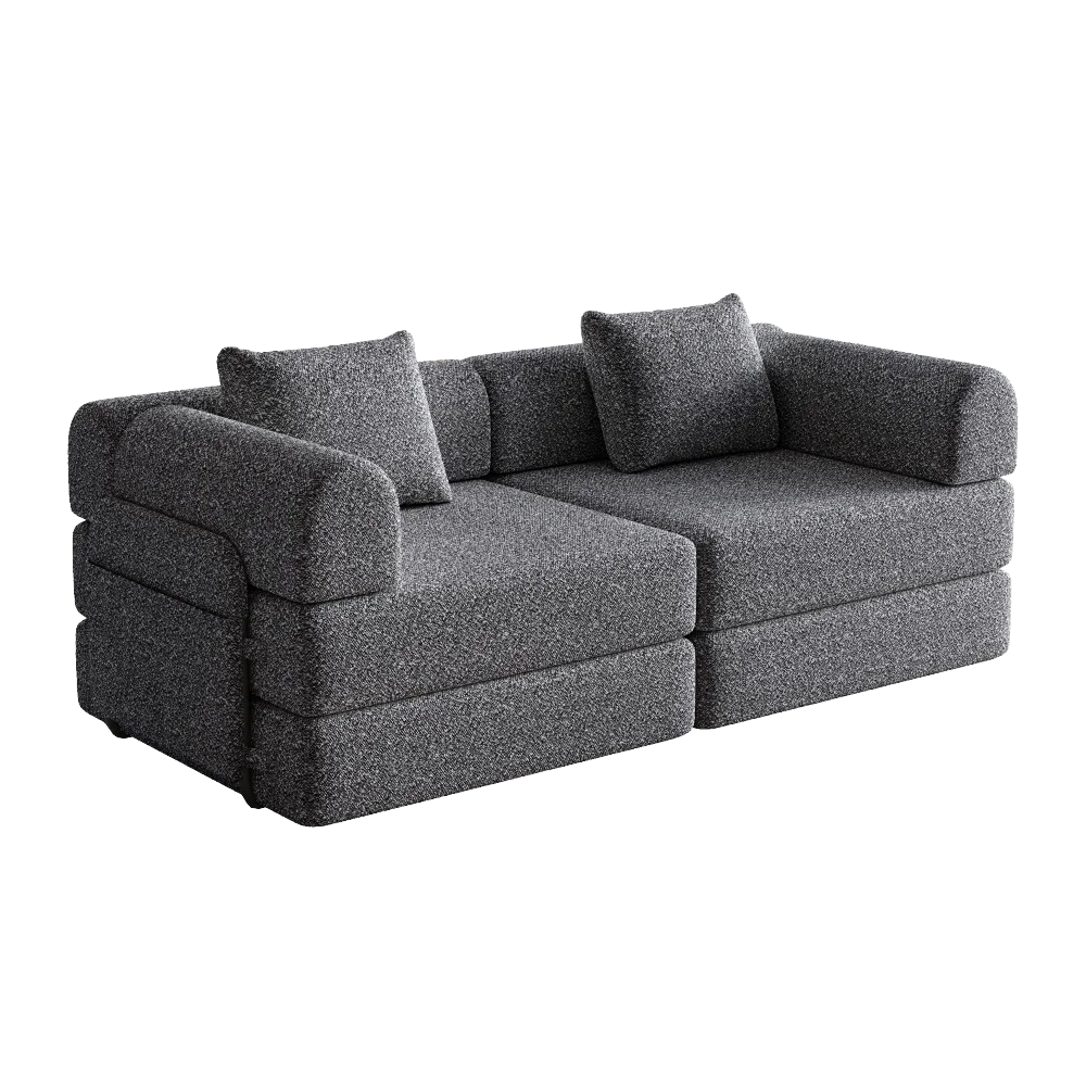 2-In-1 Chenille Sofa Bed – Bank – Bed – Slaapbank – Klapbank – Met Opbergruimte in Armleuning – Stevige Metalen Frames – Compact Formaat 140x75 CM – Grijs 2-Zits - QUORE