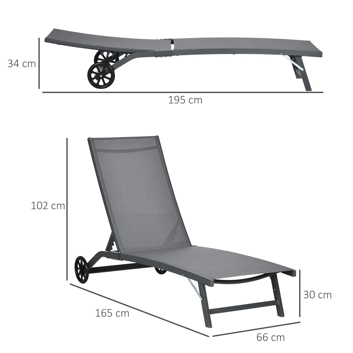 Ligbedden – Tuinligbedden – Verstelbare Ligstoelen – Buitenligbedden – Aluminium Frame – Ademend Mesh – Wieltjes - Blauw - QUORE