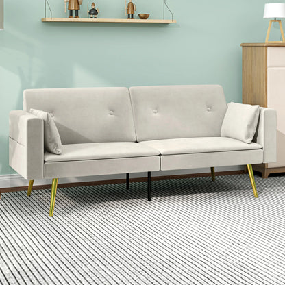 2-Zits Slaapbank – Bedbank – Slaapbankje – Sofa Bed – Compact Formaat – Verstelbare Rugleuning – Velvet Materiaal