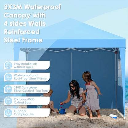 Pop-Up Partytent – Vouwtent – Evenemententent – Marktstandtent – 3x3 Meter – Waterafstotend Oxford – Verstelbare Hoogte
