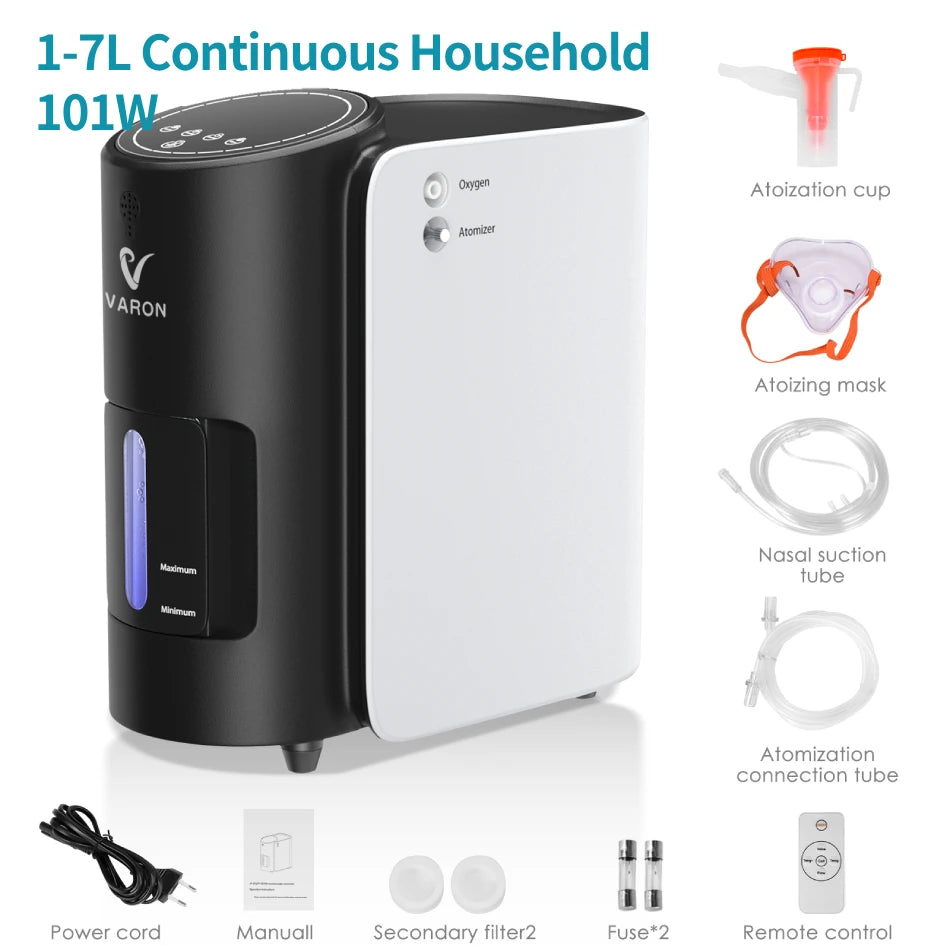 Zuurstofconcentrator – Ademhalingstoestel – Oxygen Machine – Draagbare Zuurstofmachine – Portable Concentrator – Continu Instelbare Zuurstofstroom 1-7L/min – Fluisterstil & Lichtgewicht 1,5 kg - QUORE