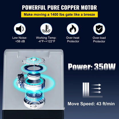 Automatische Schuifpoortopener – Schuifpoort Motor – Poortbediening – Poortautomatisering – Elektrische Poortopener – 600 Kg Draagkracht – 370W Motor