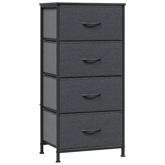 Stoffen Ladekast - Ladenkast - Opbergkast - 4 Lades - Compacte Kast - Veelzijdig - Organizer voor Thuis - Metalen Frame - Donker Grijs