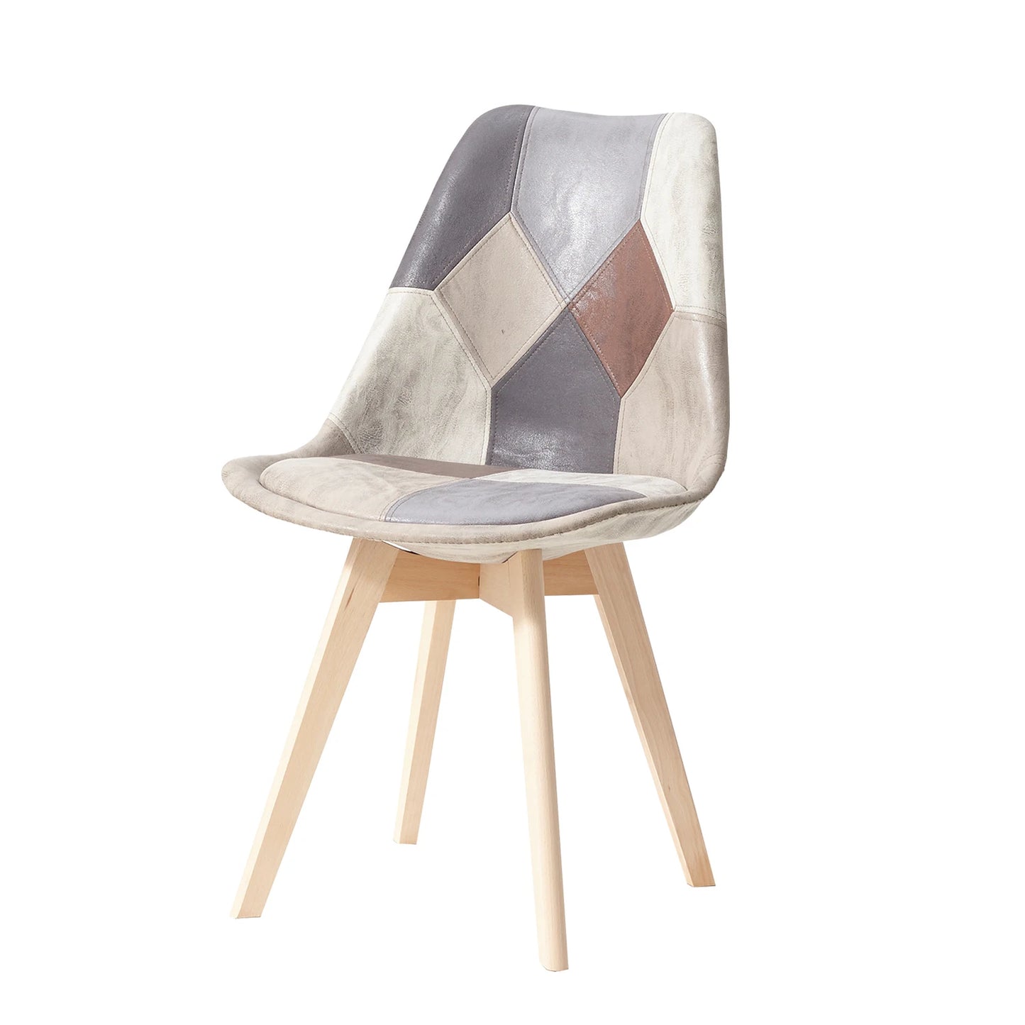 2Pcs/4Pcs Nordic Dining Chairs Colorful Patchwork Chairs with Wooden Legs and padded seat Lounge Chair for Kitchen Living Room