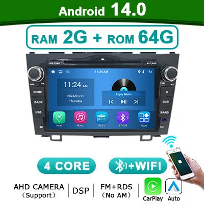 8" Autoradio Honda CR-V – Multimedia Speler – Inbouwradio – GPS Navigatie – 2DIN Stereo – Draadloze CarPlay & Android Auto – Android 14 – 4G LTE Connectivity
