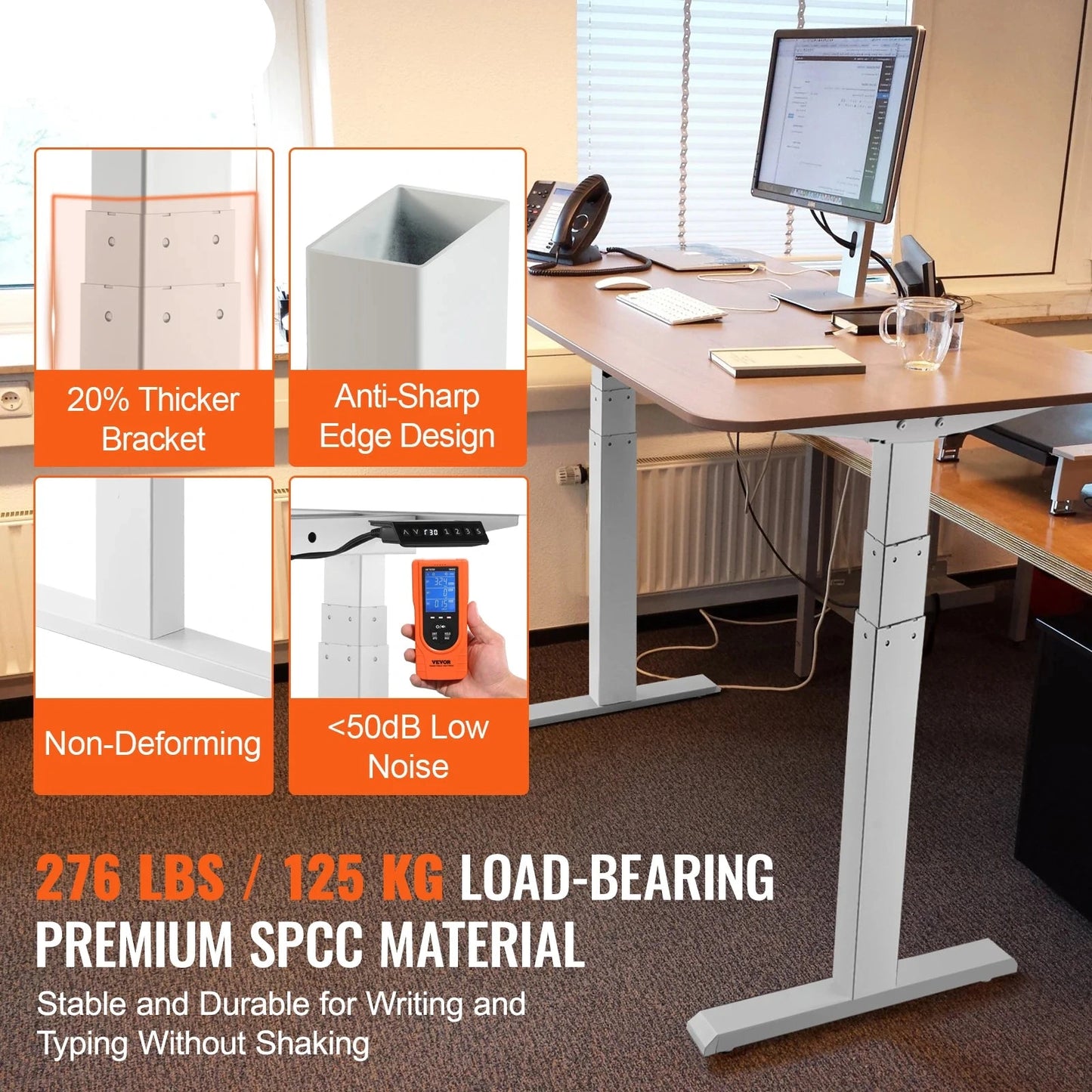 Elektrisch Zit-Sta Bureauframe - Verstelbaar Bureau Onderstel - Staand Bureauframe - Bureauonderstel - Hoogte Verstelbaar - 70-120cm - met Geheugenfunctie - voor Buro - Bureau Poten - Bureautafel - Burotafel
